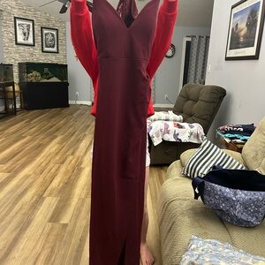 Elegant Burgundy Evening Gown